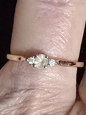 Delicate Moissanite Rose Gold Over Silver Ring with Clear Stones Size 9